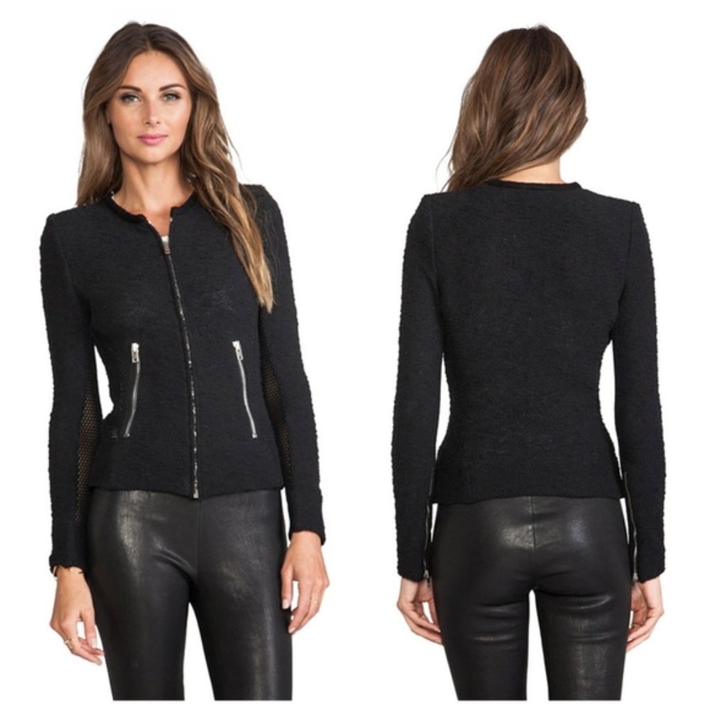 IRO Revolve Mesh Tweed Moto Jacket Blazer - Picture 2 of 8